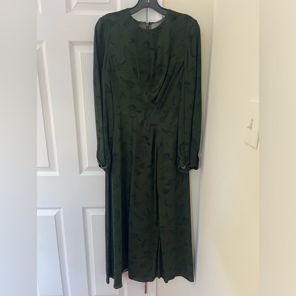 LELA ROSE long sleeve bird patterned dress